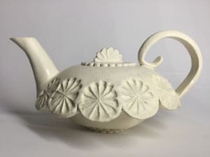 White Scalloped Teapot
