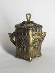 Small Gold Textured Lidded Vessel
