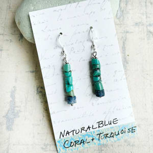 Natural Blue Coral & Turquoise Drop Earrings