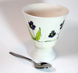 Single Ice Cream/Dessert Dish with Flowers