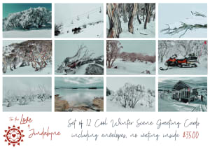 Set of 12 Cool Winter Scene Greeting Cards  including envelopes, no writing inside