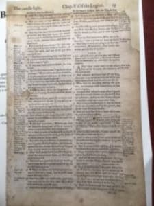 1560 Geneva Bible First Edition Leaf