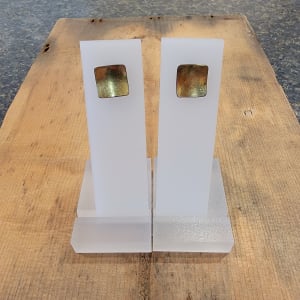 Earrings concave square 22kg bimetal posts