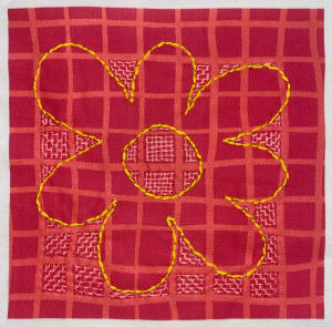 Big Flower Outline on Pink Grids