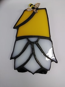 gnome with yellow hat and bee gem