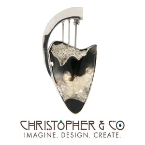CMJ A 21161  Gold pendant set with an agate with platinum drusy designed by Christopher M. Jupp.