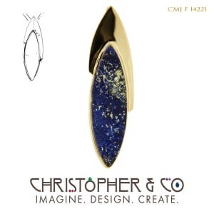 CMJ F 14221  Gold pendant set with Lapis surface cabachon by Christopher M. Jupp