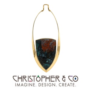 CMJ J 22034  Gold Pendant set with copper chrysocolla cabachon designed by Christopher M. Jupp