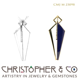 CMJ M 23098  Gold pendant by Christopher M. Jupp set with diamonds and lapis lazuli.
