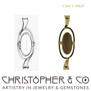 CMJ S 21025 Gold Pendant by Christopher M. Jupp set with Australian Opal