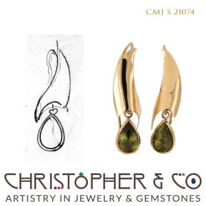 CMJ S 21074 Gold Earring Pair designed by Christopher M. Jupp set with Sphene