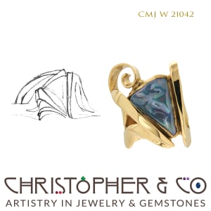 CMJ W 21042 Gold Ring designed by Christopher M. Jupp set with Black Opal