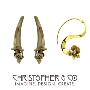 CMJ W 21155  Gold earring pair designed by Christopher M. Jupp.