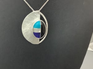 Brushed Sterling Silver Mosaic Pendant