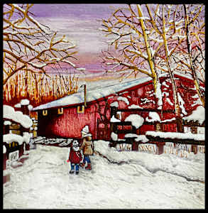 Snowy Red Barn