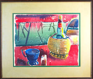 Still Life Of Wine Bottle, Cup And Glass