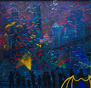 arboretum "bat tagging" mural UV dayglo