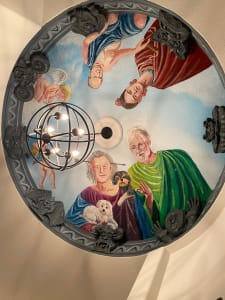 Renaissance  ceiling mural-w sculpture gargoyles