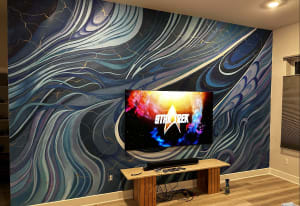 Flowing blues Abstract Mural
