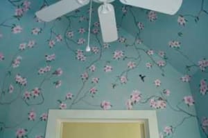 Meditation room-cherry blossom mural