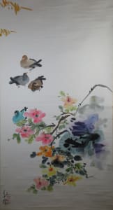 Pigeons and Hibiscus
