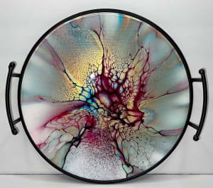 Untitled - Red, Gold, & Turquoise 13” Circular Platter