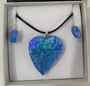 Periwinkle Blue heart pendant set