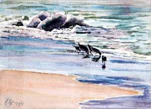 Beach Pipers  5x7