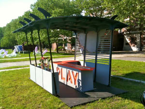 Weeble-Wobble Signs & Minigolf Hut