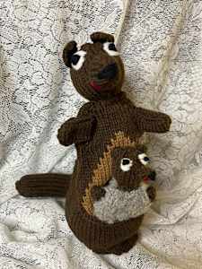 Mama Kangaroo Puppet with Baby Kangaroo Puppet