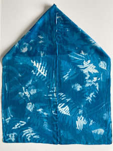 Double Exposed Maple and Fern Cyanotype Silk Scarf