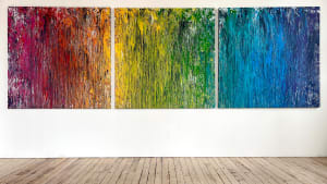 Raining Rainbows:  Primary Colors and Beyond Triptych