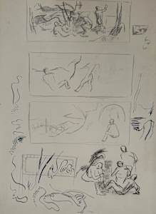 "Picnic, Lake of the Ozarks, Eldon Post Office Mural" Two-Sided Drawing Study, Verso