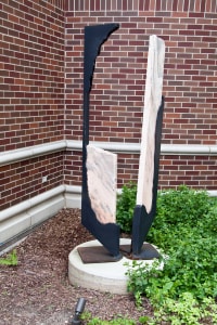 Marble slab and steel outdoor sclupture