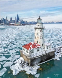 Icy Chicago Harbor Light