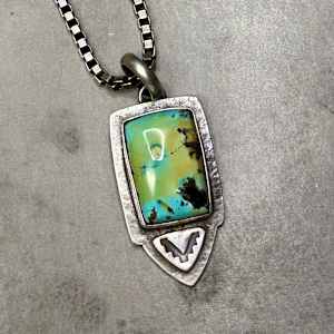 "Veridian Edge Unisex Penant" - Black Hills turquoise in sterling