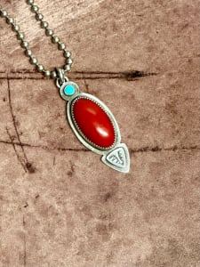 "Western Venus Necklace" with Italian Coral and Turquoise