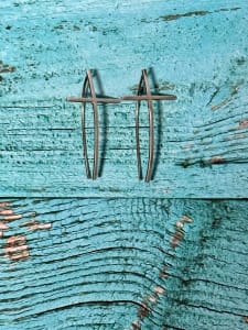 "Modern Minimalist Cross Earrings" - Sterling Silver - 1 of 2