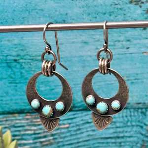 "Outlaw Earrings" - Oxidized Sterling Silver and Kingman Turquoise on Handmade French Wires