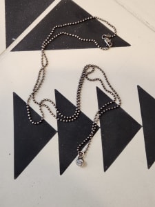 "I Woke Up Like This Layering Necklace" - CZ Pendant on 30" baby bead ball chain (1.2mm)
