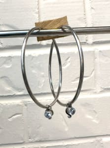 "Rock Star Infinity Hoop Earrings" - Sterling Silver and Cubic Zirconia Earrings 1 of 2