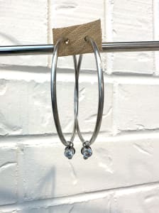 "Rock Star Infinity Hoop Earrings" - Sterling Silver and Cubic Zirconia Earrings 2 of 2