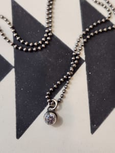 "I Woke Up Like This Layering Necklace" - CZ Pendant on 24" baby bead ball chain (1.2mm) - Preorder