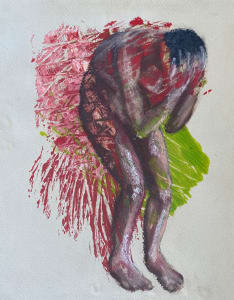 Standing Woman with head in Hands