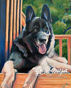 German Shepherd Pet Portrait Painting