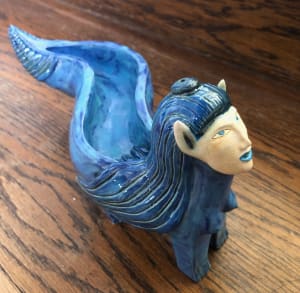 Azure Dream, a curvy olive dish & incense holder