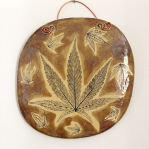 Warm honey leaf impression wall hanging