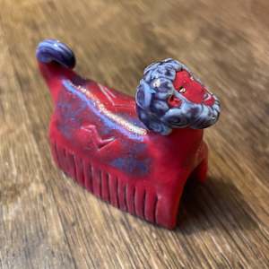 Bearded Red  Caterpillar w Lightning Bolt & Purple Glow, a teenie