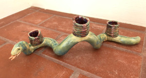 Mama Snake with 3 babies candle holder 