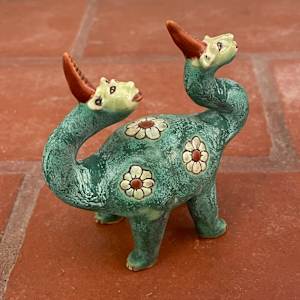 Mosso and Frank, a green flowing double unicorn teenie